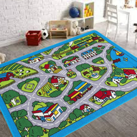 Football Pitch Kids Rug Green Soft Children Boys Carpet Play Room Area Floor Mat 